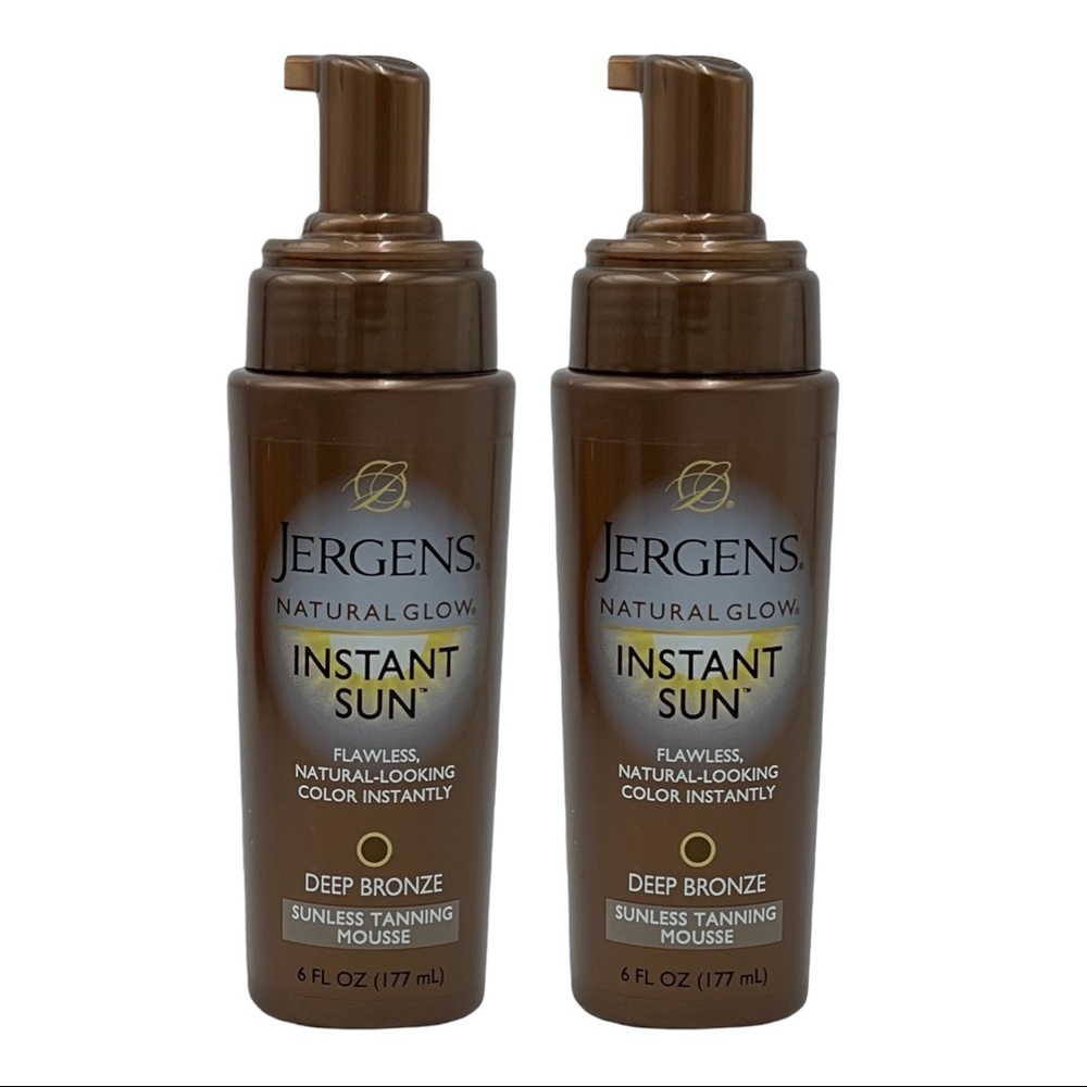2 Pk Jergens Natural Glow Instant Sun Sunless Tanning Mousse Deep Bronze NO Caps